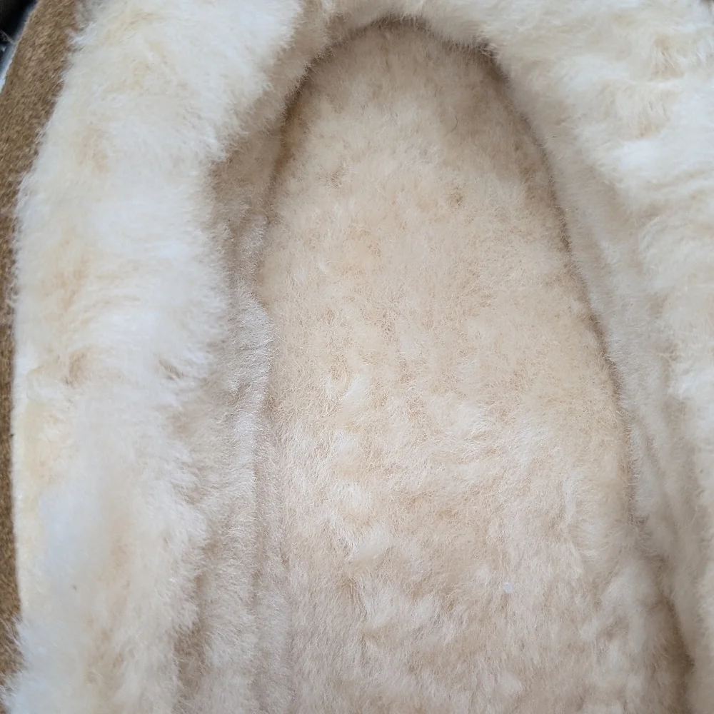 BEAR PAW 14 NWT Men's Hickory Brown Suede & Genuine Warm Wool Shearling Slippers - Picture 11 of 11
